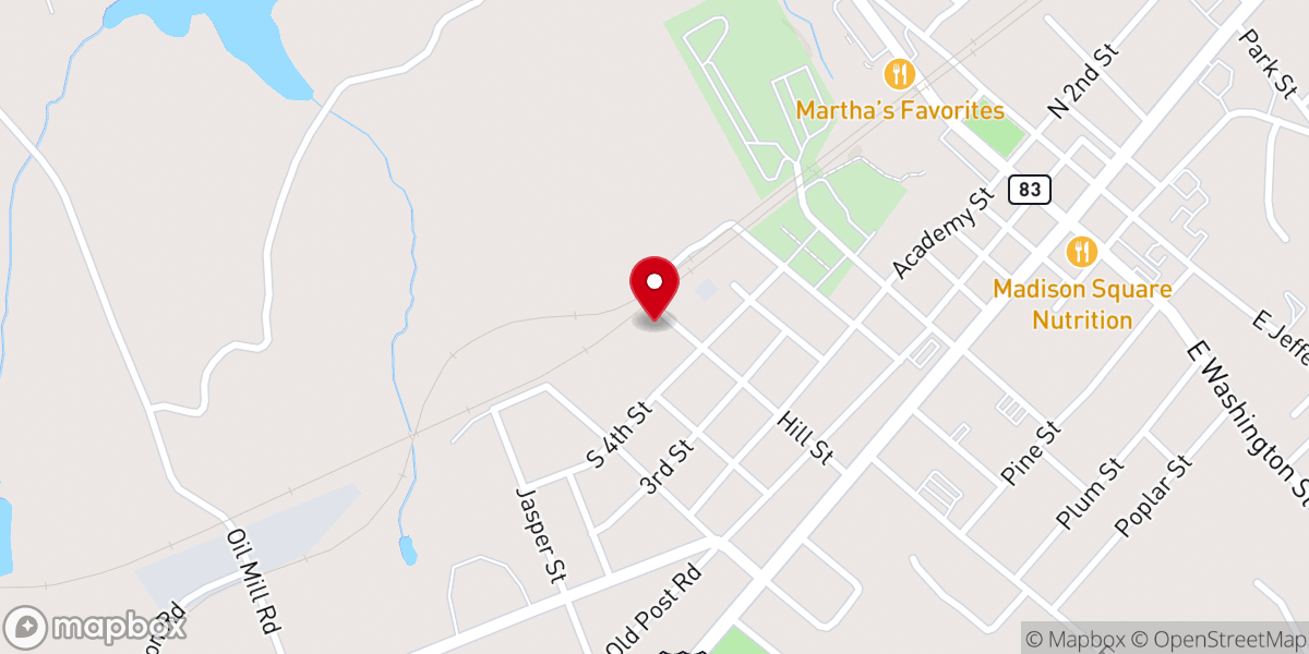 Map showing location of Clarke's Chapel Church