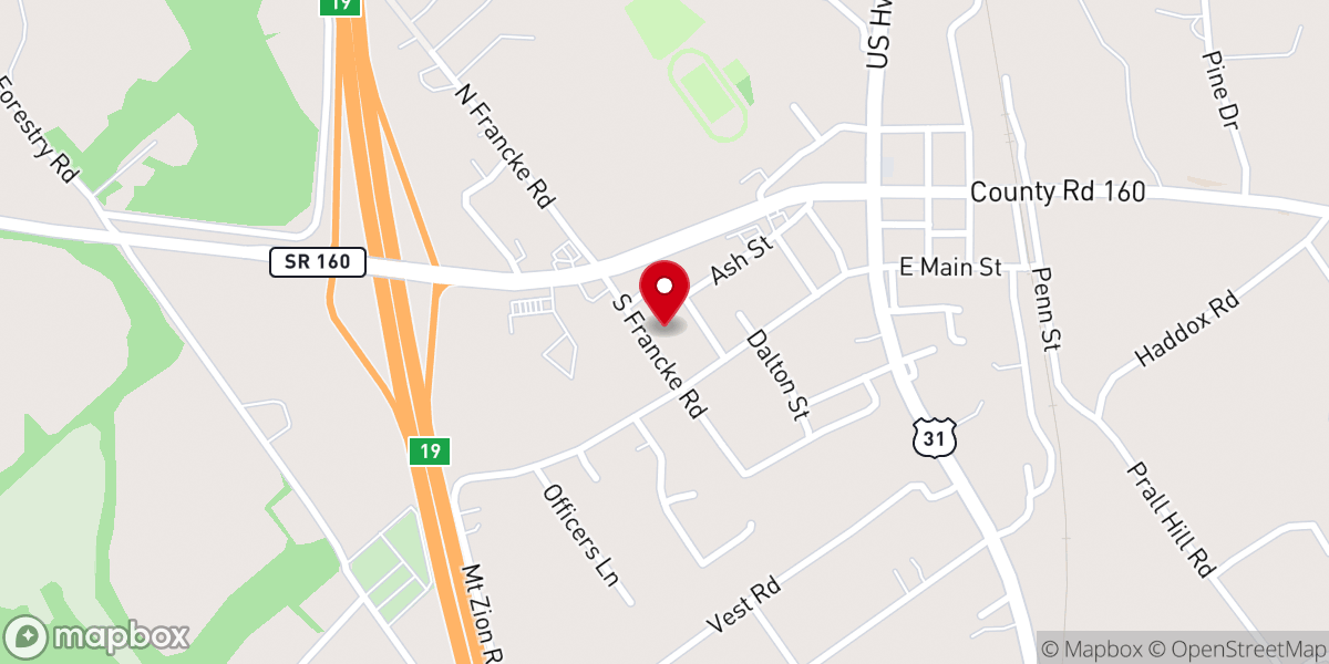 Map showing location of First Baptist Church Henryville