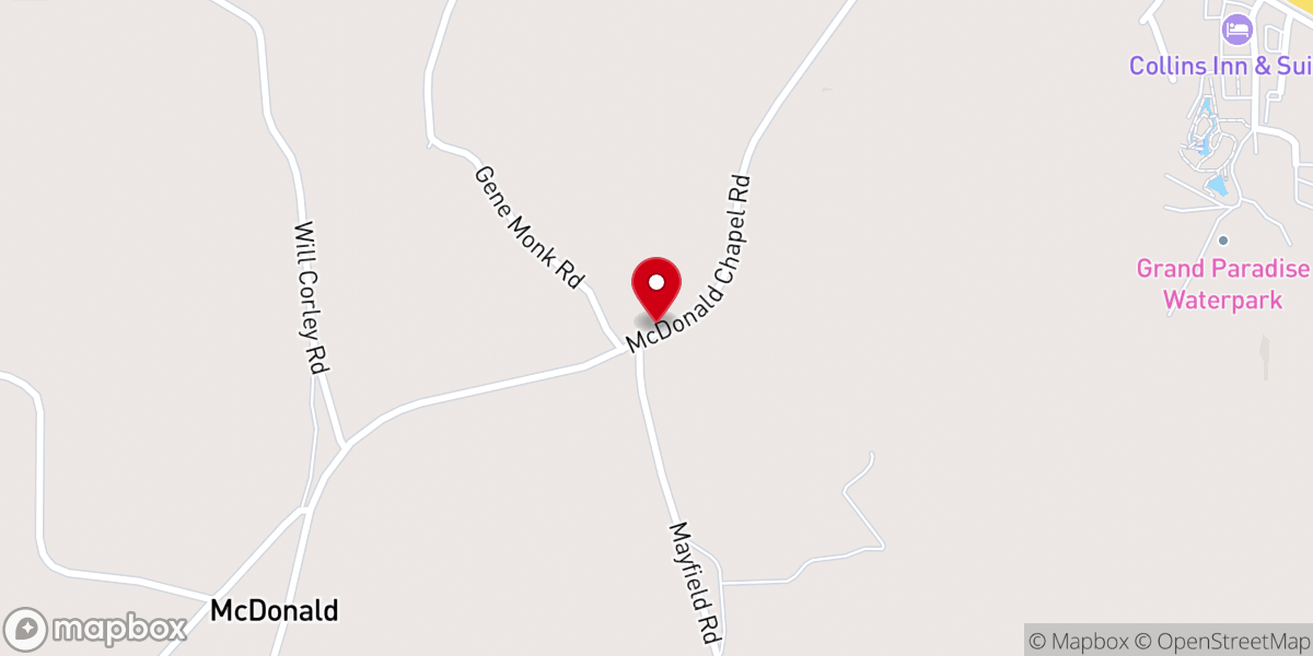 Map showing location of Center Ridge Church