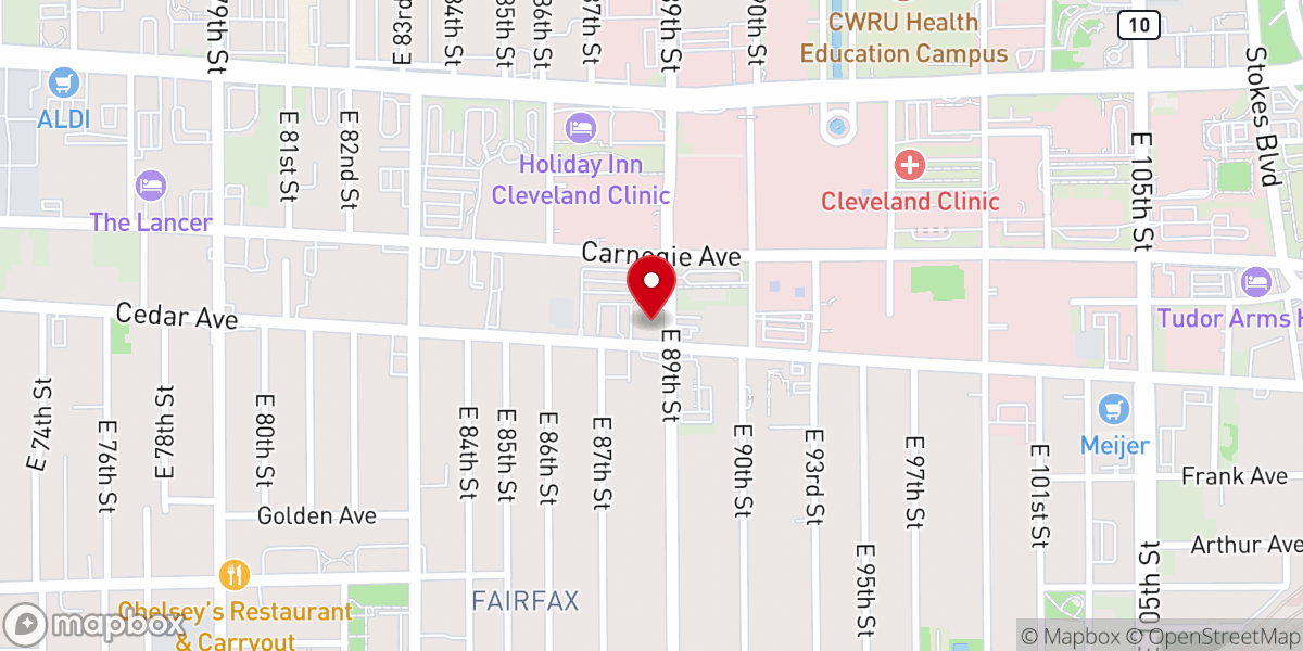 Map showing location of Antioch Missionary Baptist Church