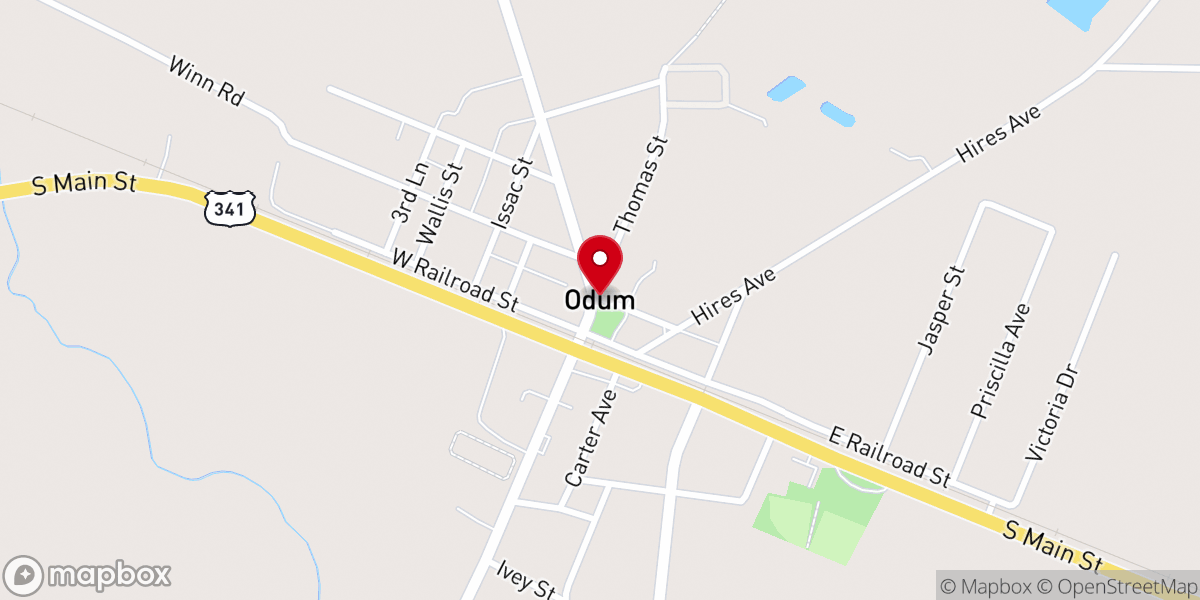 Map showing location of Odum