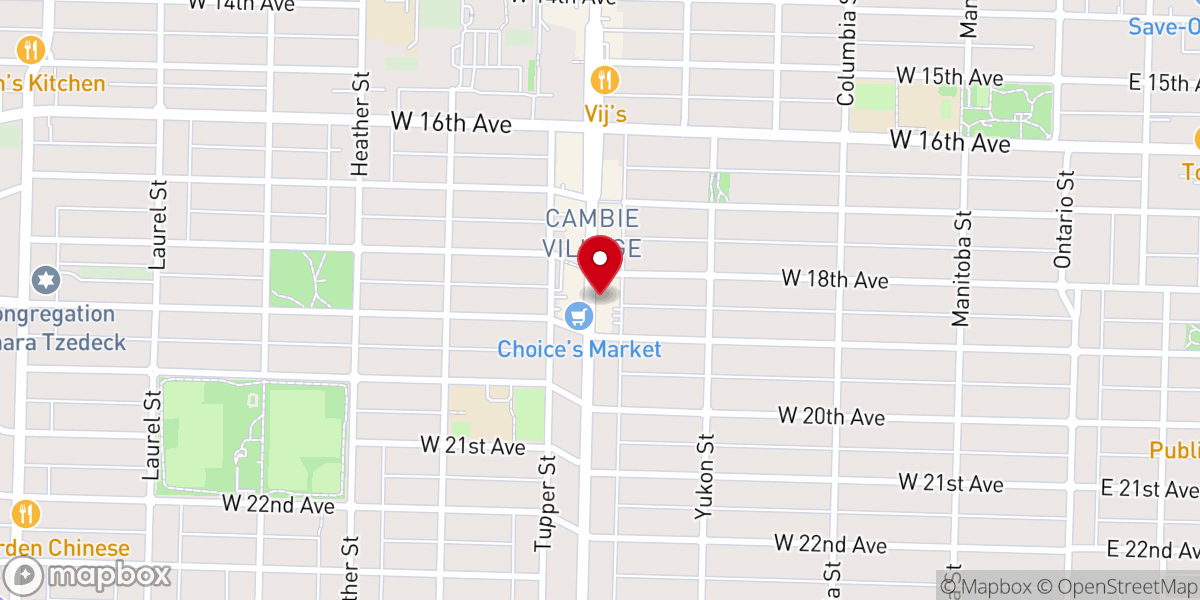 Map showing location of Trinity Central Church Vancouver