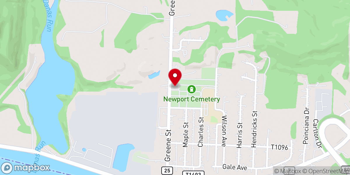 Map showing location of Newport United Methodist Church