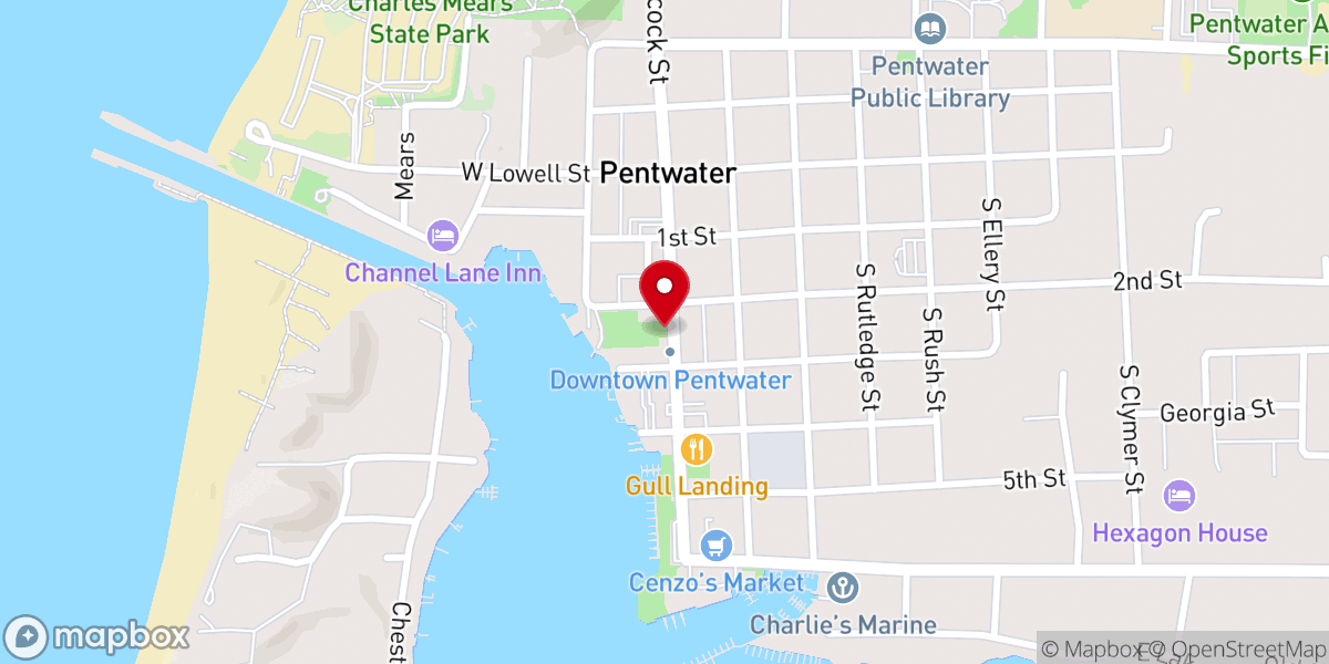 Map showing location of Pentwater Village Green