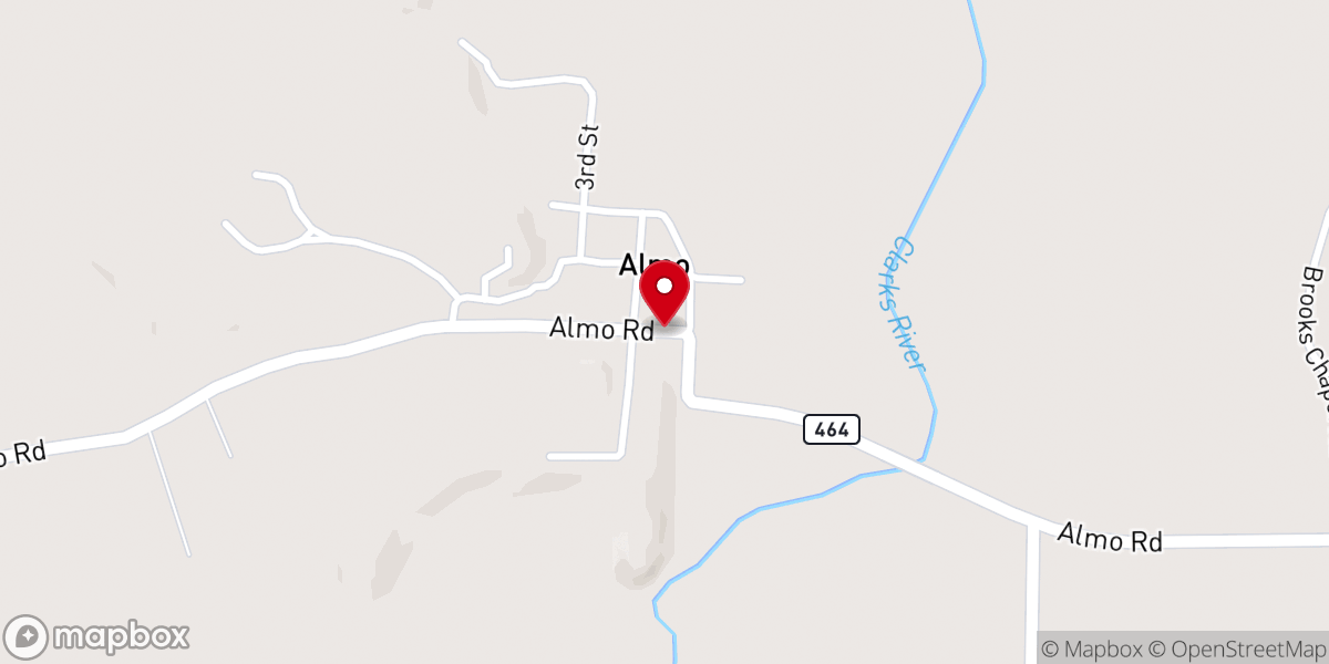 Map showing location of Almo