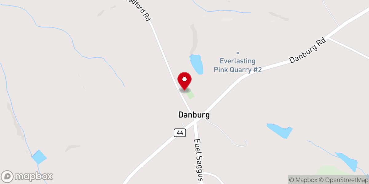 Map showing location of Danburg Baptist Church