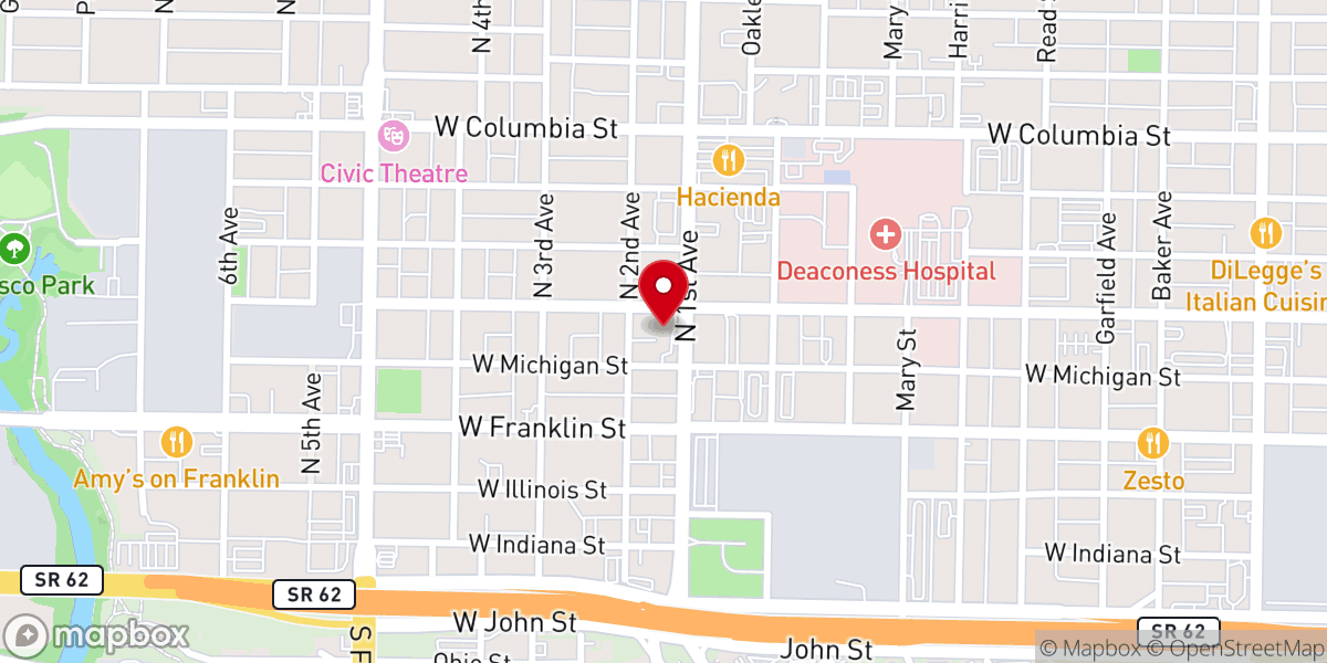 Map showing location of First Avenue Presbyterian Church