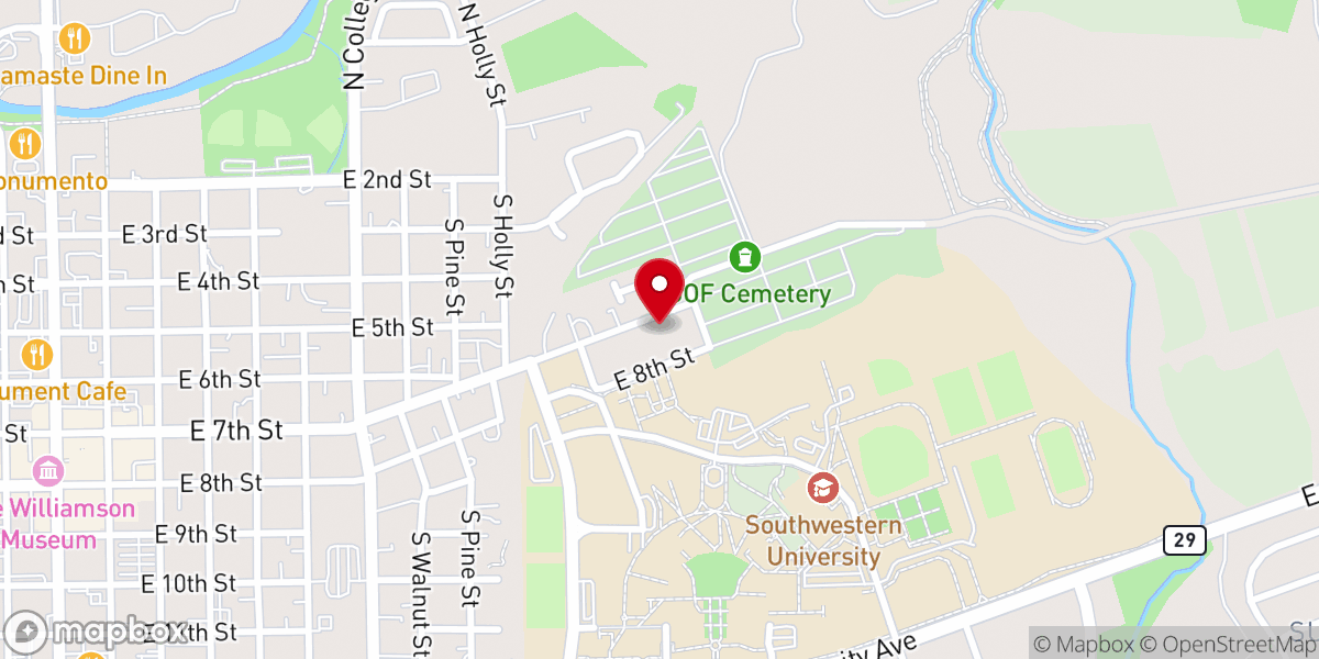 Map showing location of Miracle Chapel