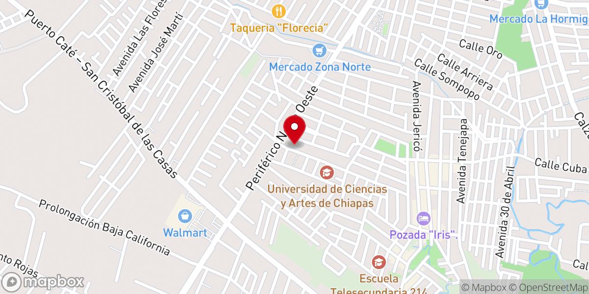 Map showing location of Primera Iglesia Bautista