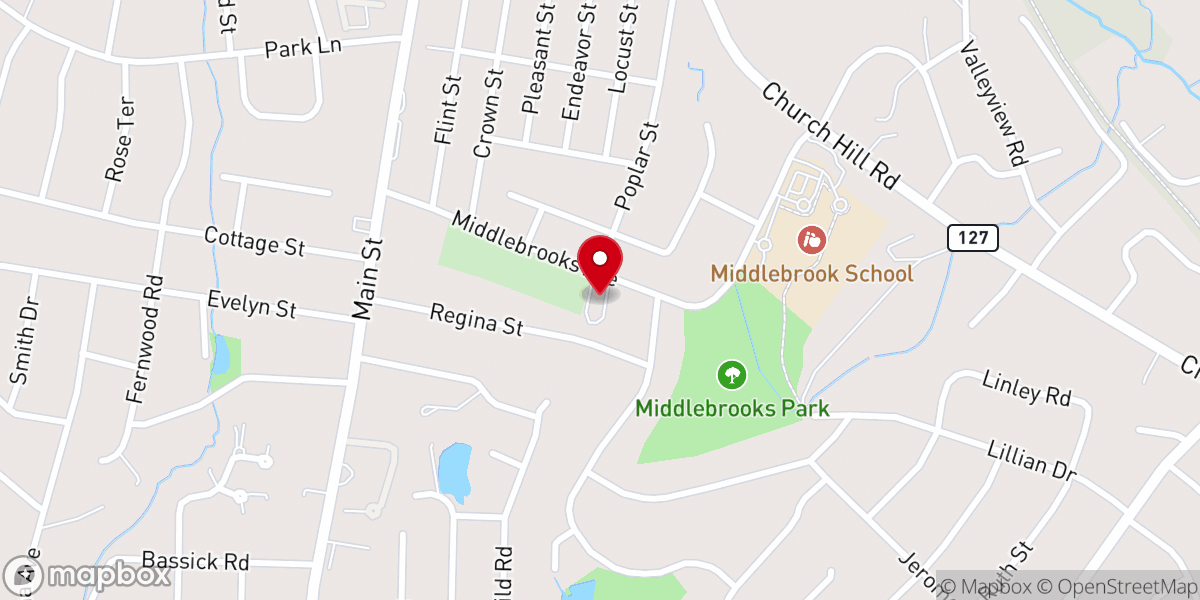 Map showing location of Long Hill Baptist Church