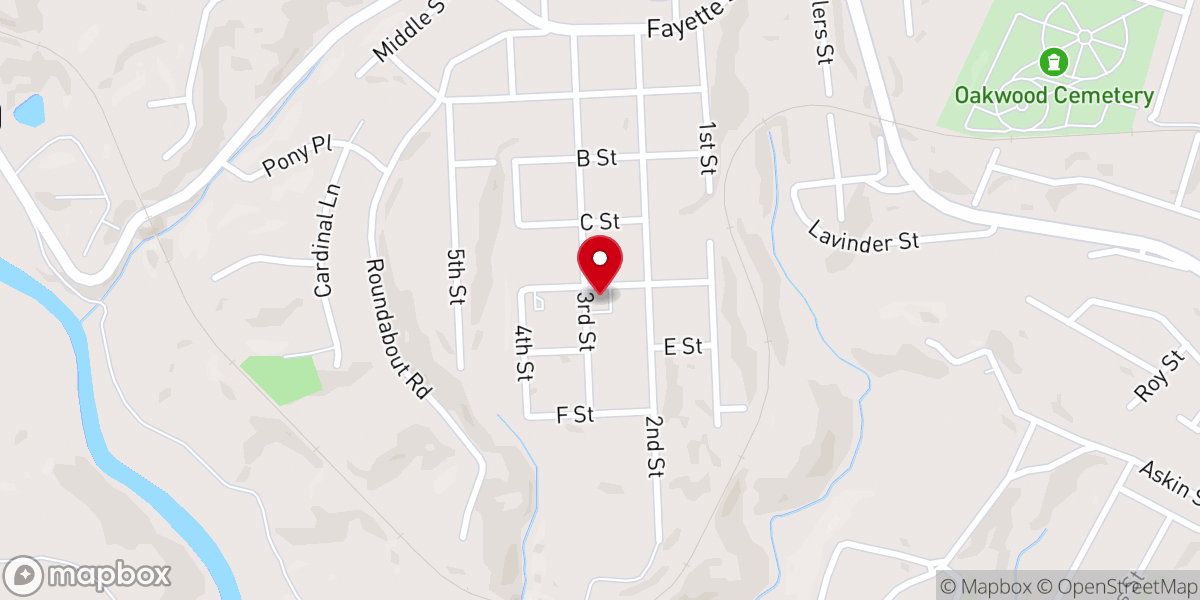 Map showing location of Pilgrim Baptist Church