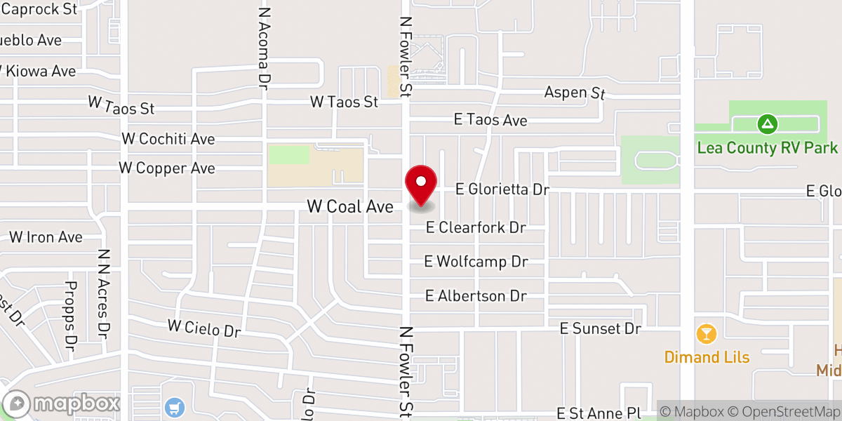 Map showing location of Hobbs Church of the Nazarene