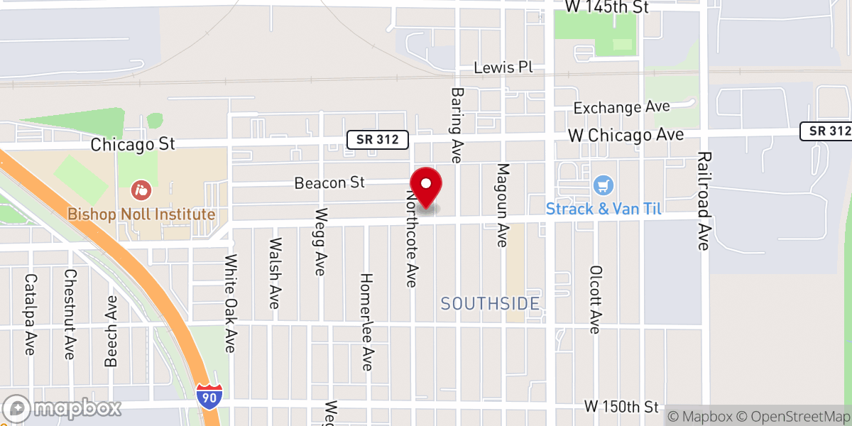 Map showing location of Iglesia Bautista Fundamental East Chicago
