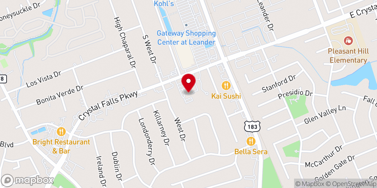 Map showing location of Leander Church of Christ