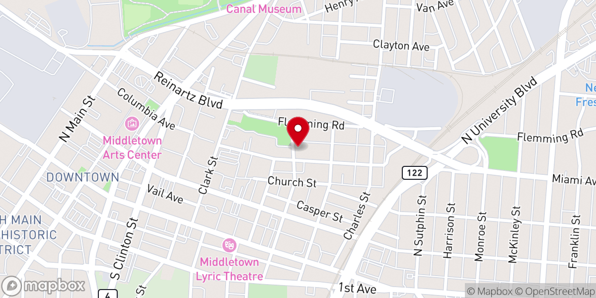 Map showing location of Liberty Heights Church Middletown