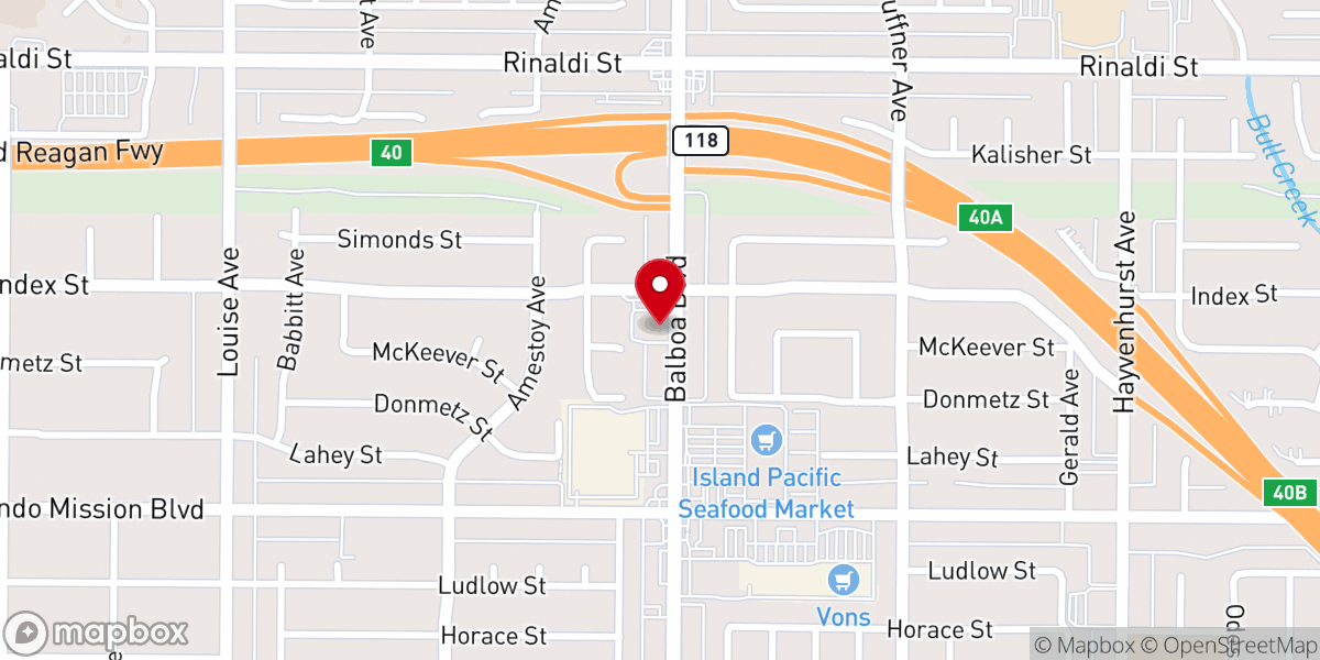 Map showing location of Granada Hills Community Church