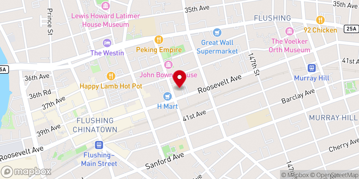 Map showing location of Bowne Street Community Church