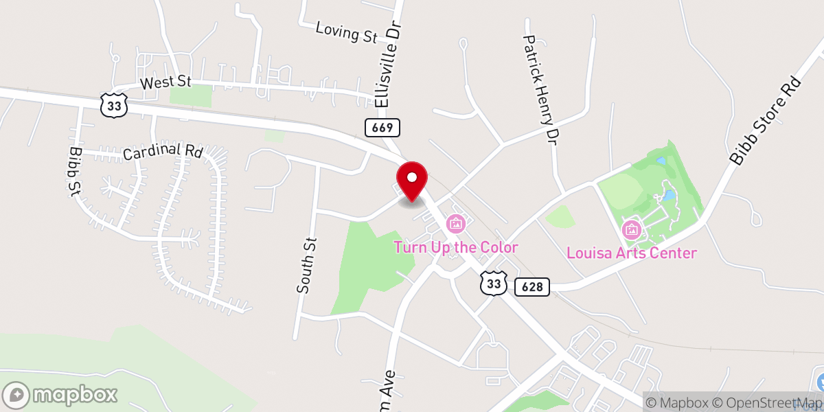 Map showing location of First Baptist Church