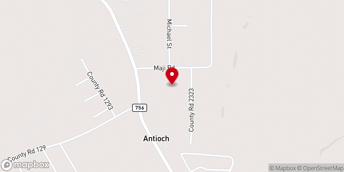 Map showing location of Antioch Baptist Church