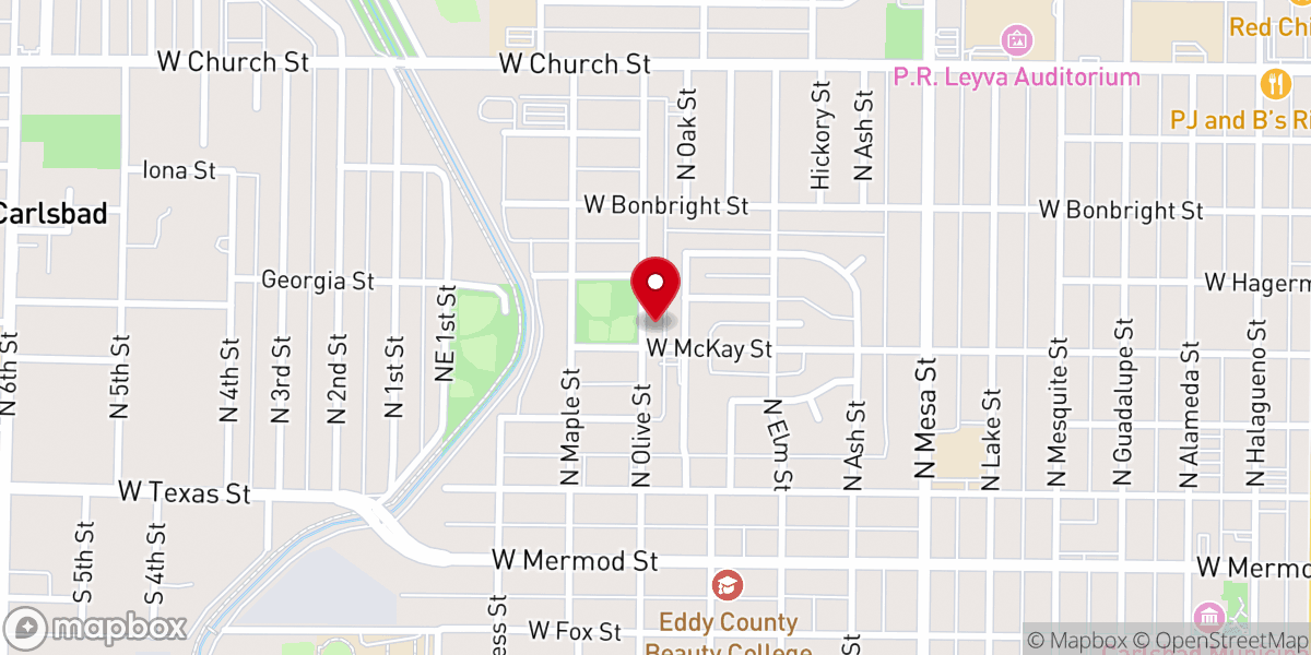 Map showing location of Carlsbad Bible Church