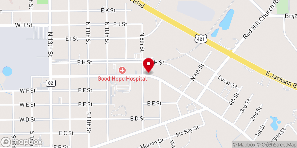 Map showing location of Erwin United Methodist Church