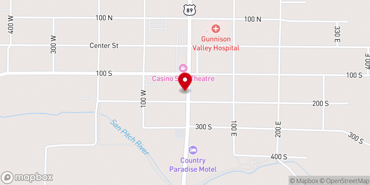 Map showing location of Gunnison Valley Fellowship Church