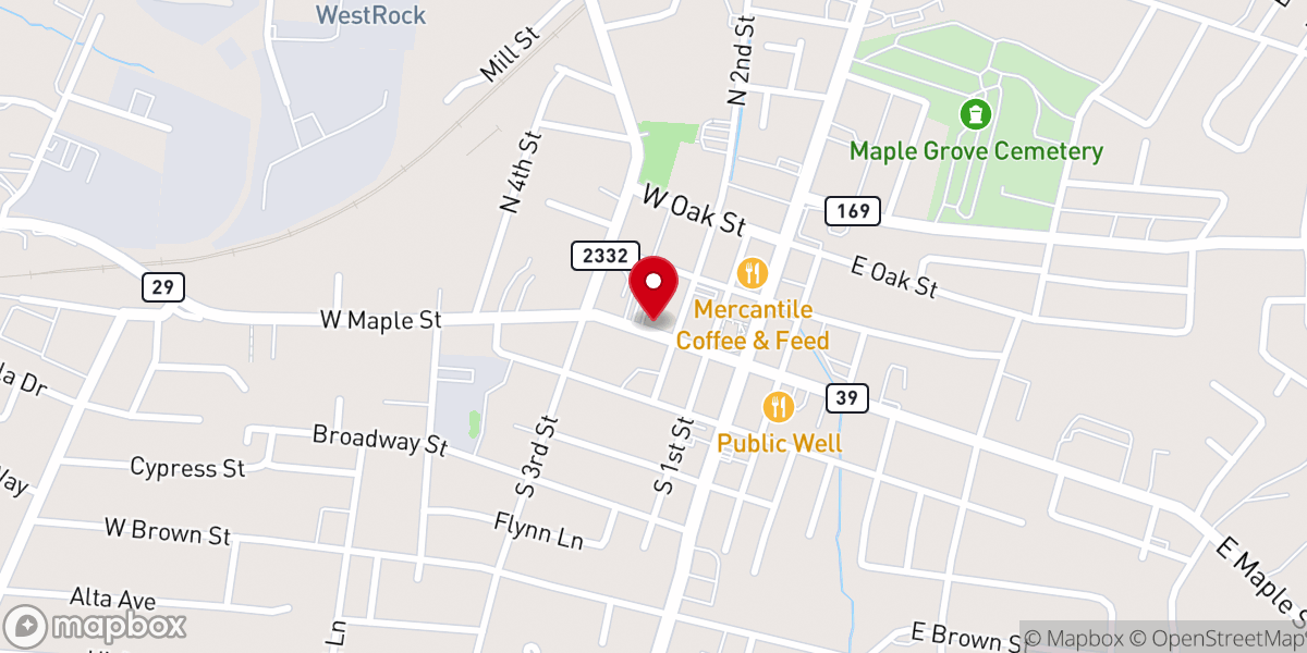 Map showing location of Nicholasville Methodist Church