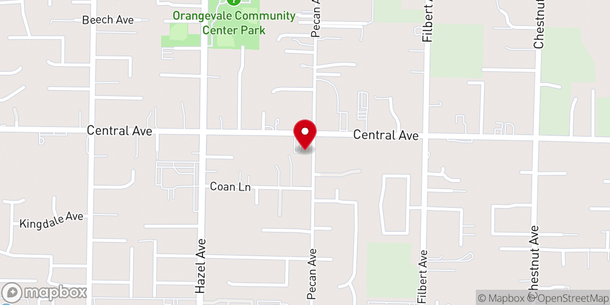 Map showing location of First Baptist Church of Orangevale