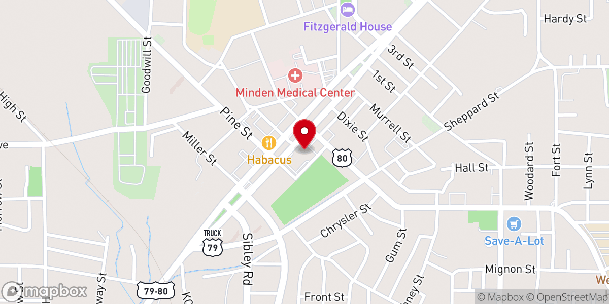 Map showing location of Minden Civic Center