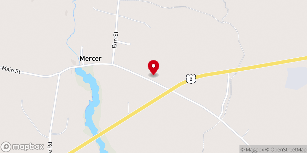 Map showing location of Mercer Meeting House