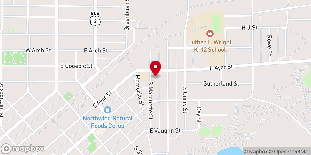 Map showing location of Our Lady of Peace Catholic Church, Ironwood