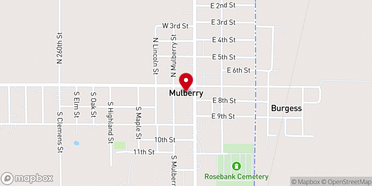Map showing location of Mulberry United Presbyterian