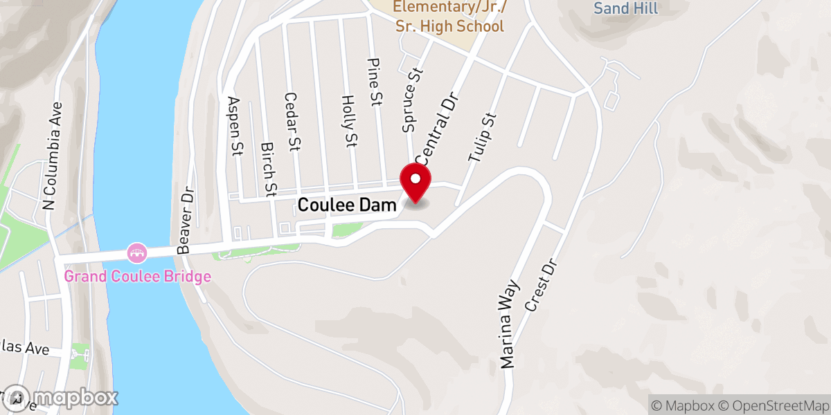 Map showing location of Coulee Dam Community Church