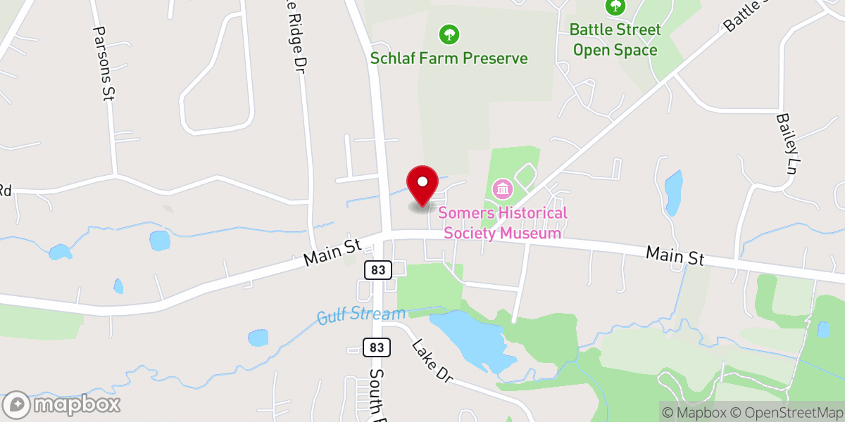 Map showing location of Somers Congregational Church