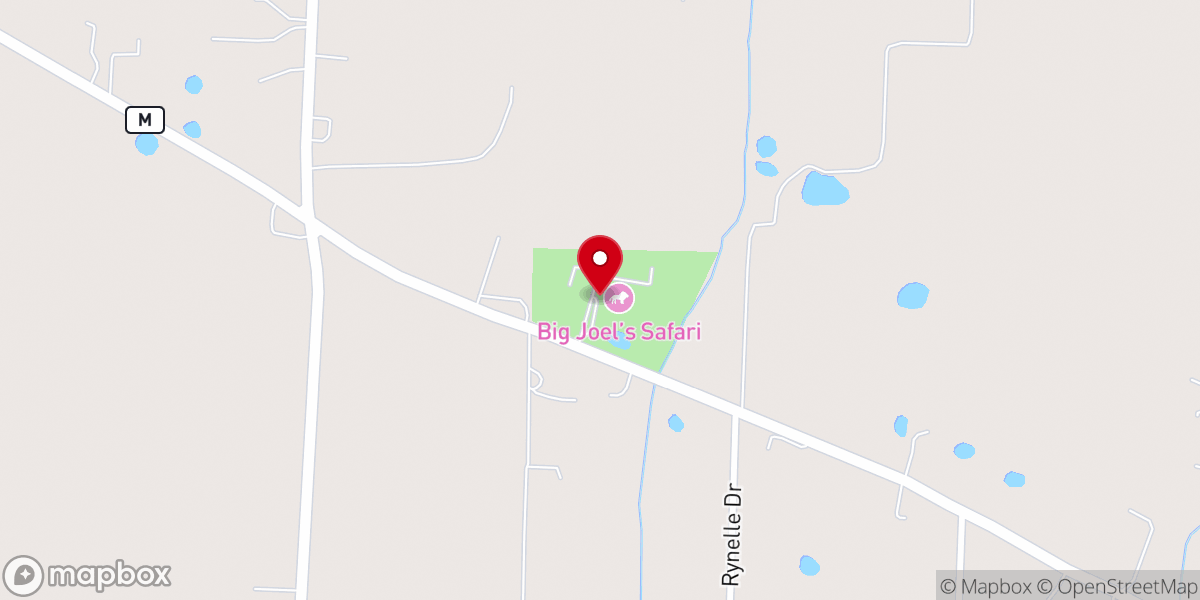 Map showing location of Big Joel's Safari Petting Zoo & Educational Park
