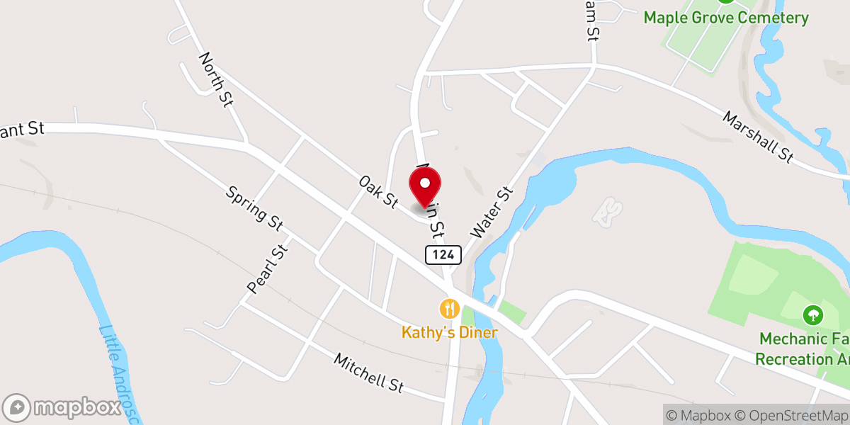 Map showing location of The Mechanic Falls Church of the Nazarene