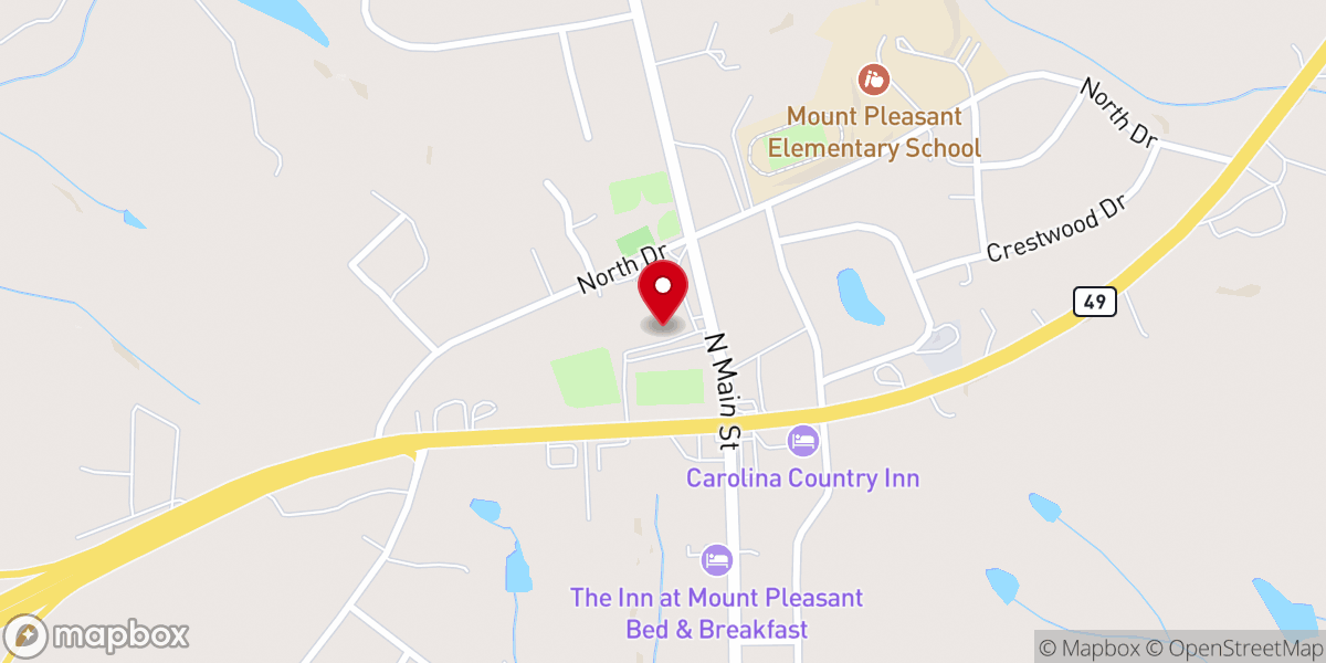 Map showing location of Community Church of Mount Pleasant