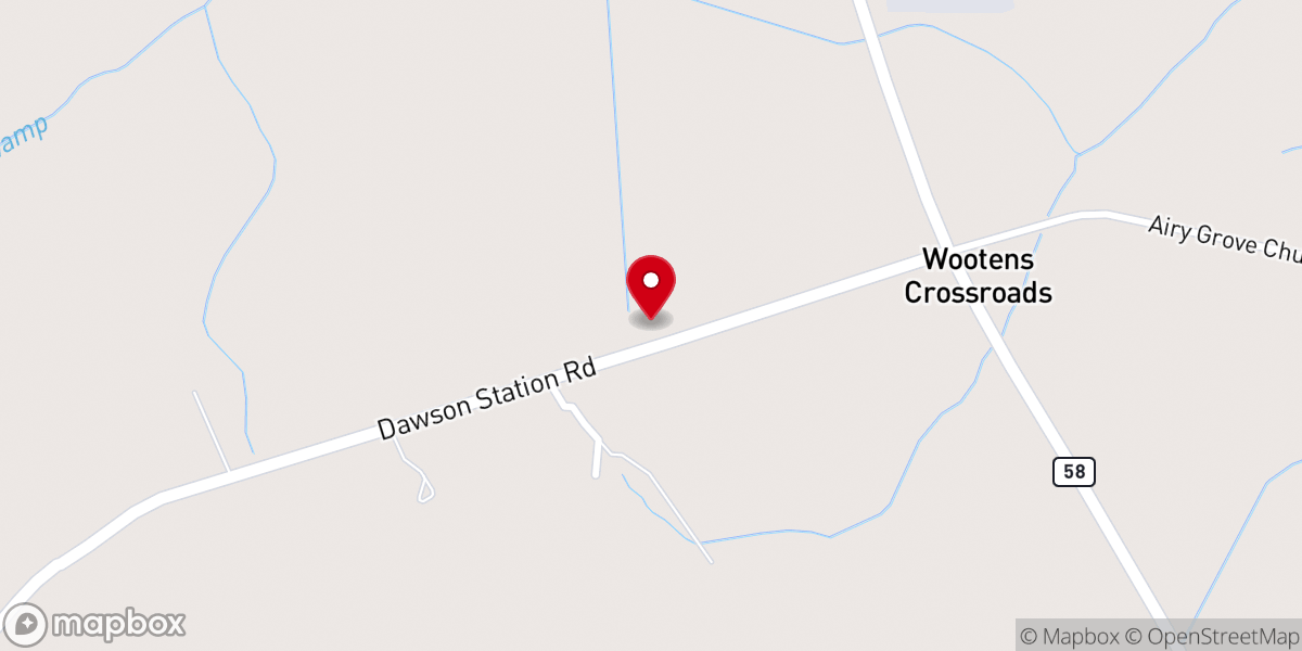 Map showing location of Post Oak Free Will Baptist Church