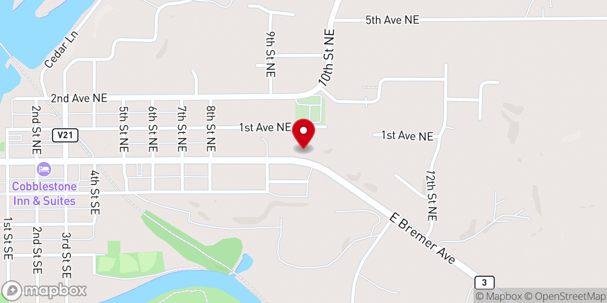 Map showing location of Life Church
