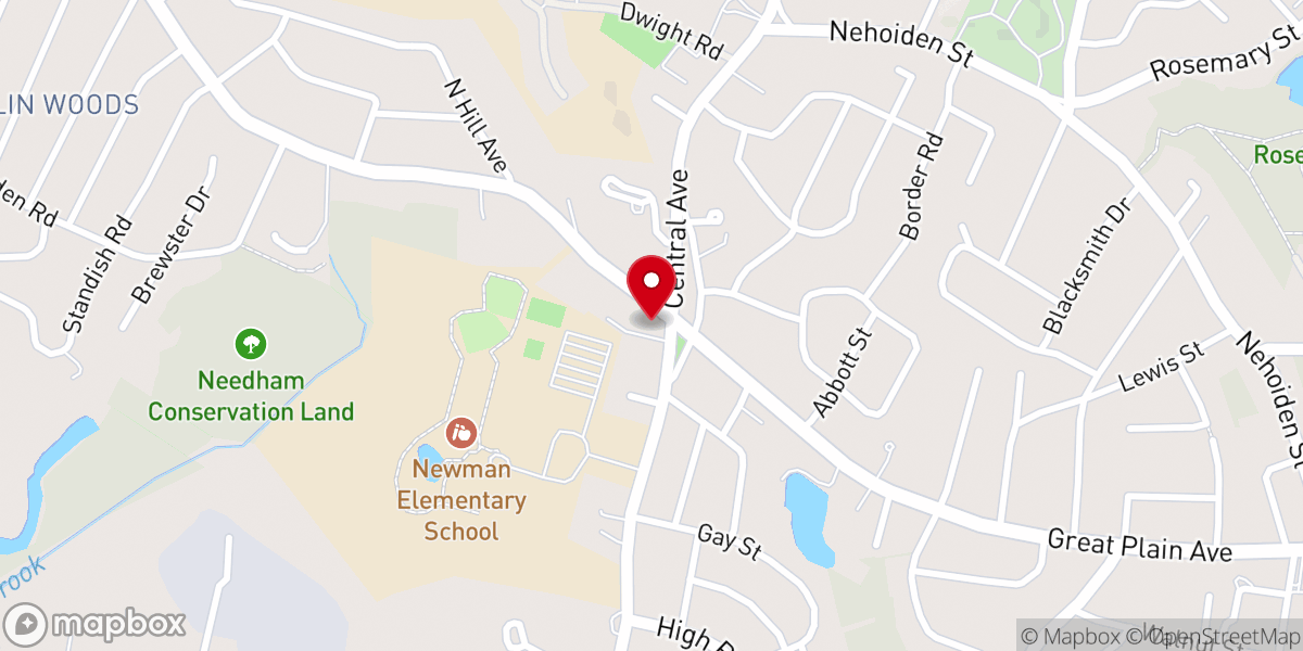 Map showing location of Presbyterian Church In Needham