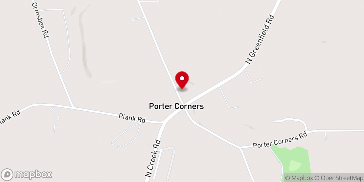 Map showing location of Porter Corners United Methodist Church