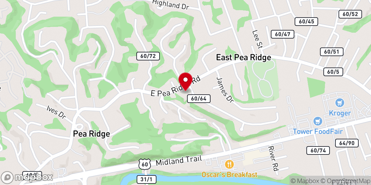 Map showing location of Bates Memorial Presbyterian Church