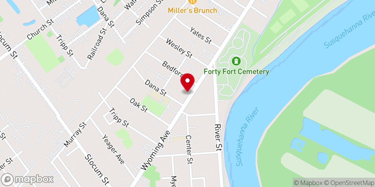 Map showing location of Forty Fort Presbyterian Church
