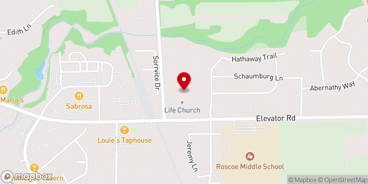 Map showing location of Life Church