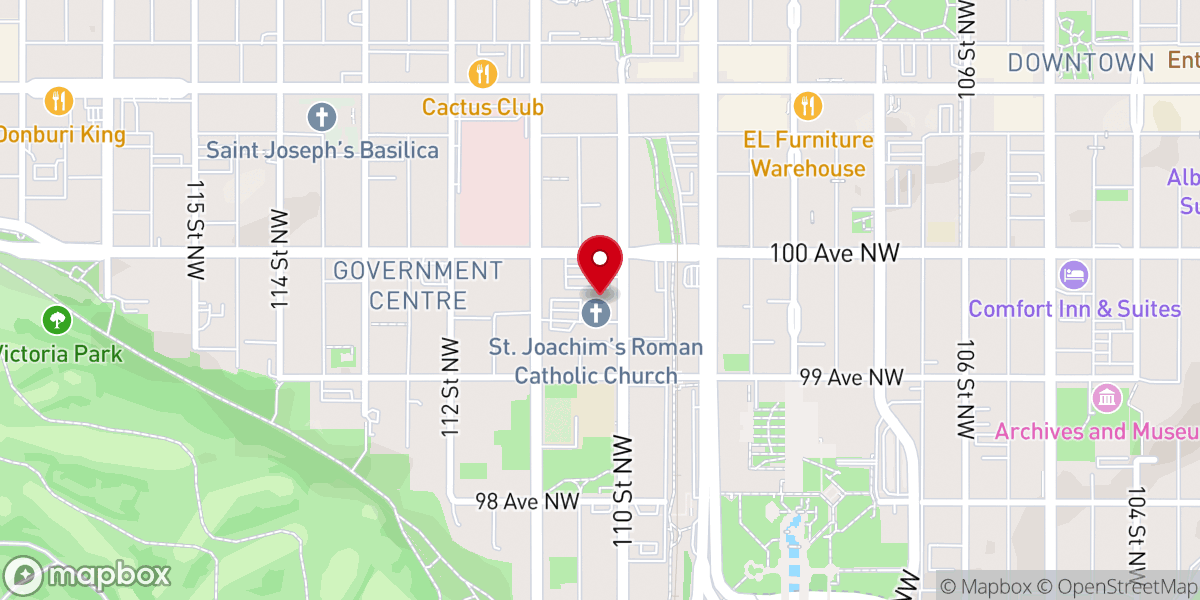 Map showing location of St. Joachim Catholic Church