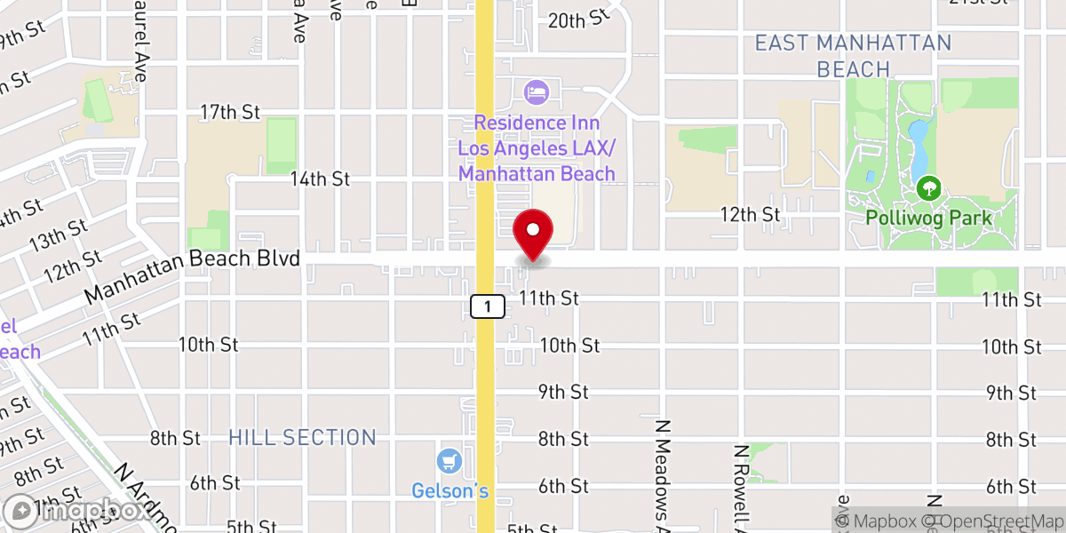 Map showing location of Christian Science Church, First Church Manhattan Beach, CA.