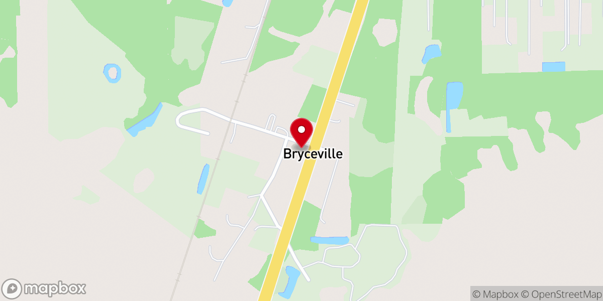 Map showing location of Bryceville First Baptist Church
