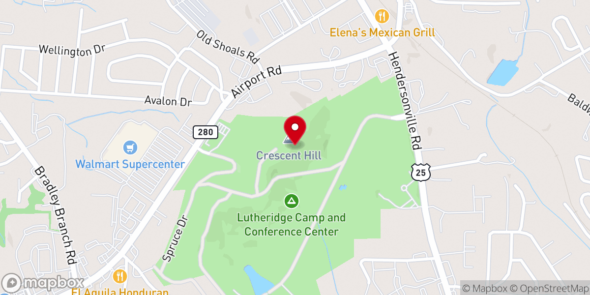 Map showing location of Lutheridge Chapel