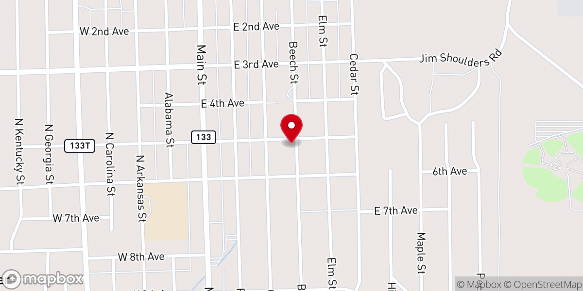 Map showing location of Beech Street Baptist Church