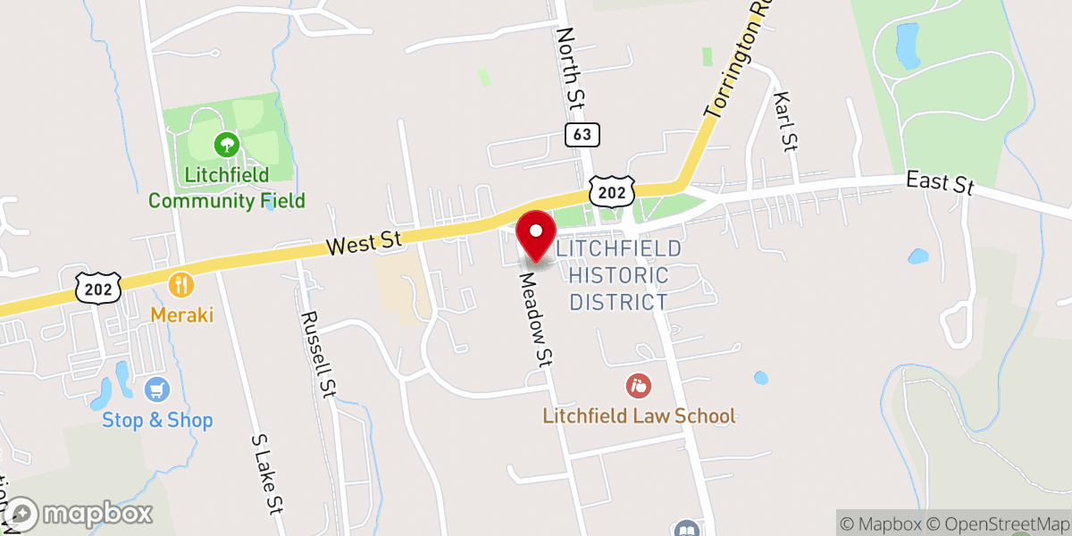 Map showing location of United Methodist Church of Litchfield and Bantam